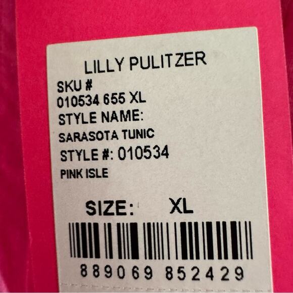 New Lilly Pulitzer Sarasota Tunic Blouse Pink Isle 100% Linen Women's sz XL - Picture 3 of 8